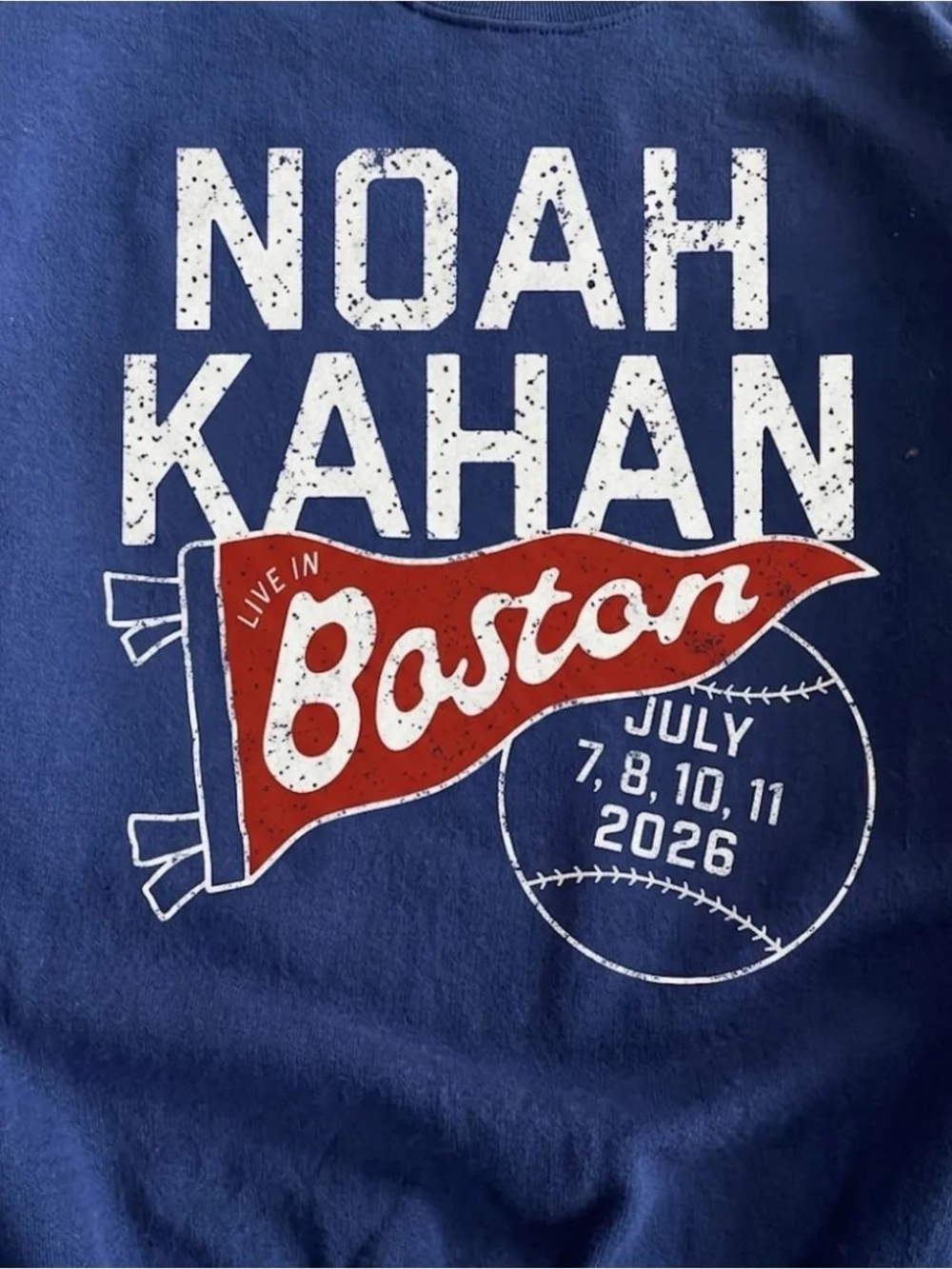 Gildan Navy Crewneck Sweatshirt with Noah Kahan Boston Flag - Picture 2 of 2